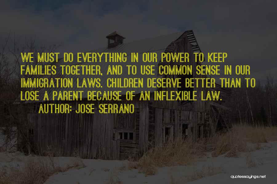 Jose Serrano Quotes: We Must Do Everything In Our Power To Keep Families Together, And To Use Common Sense In Our Immigration Laws.