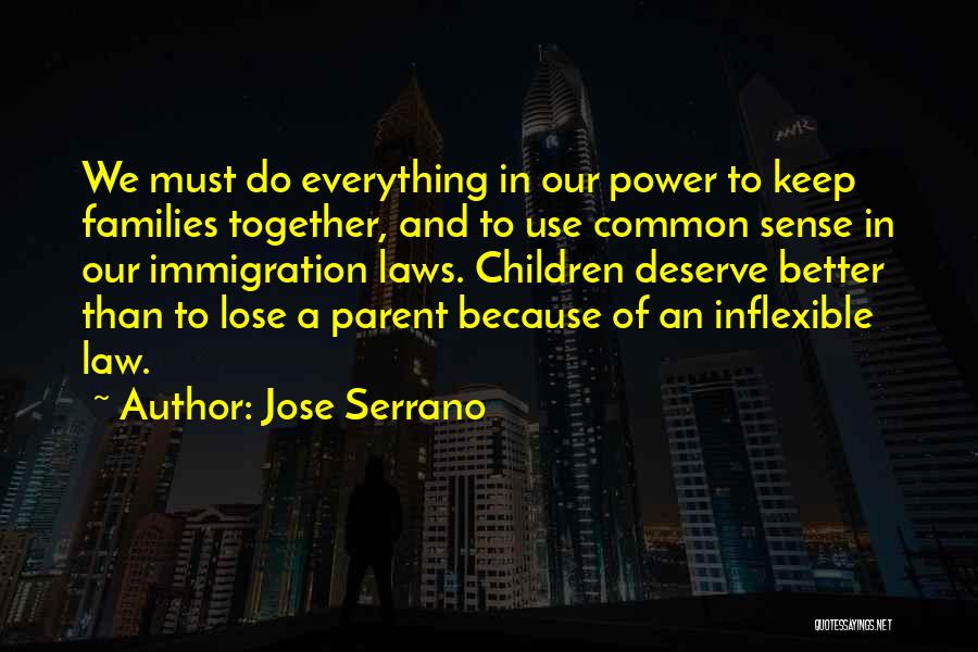 Jose Serrano Quotes: We Must Do Everything In Our Power To Keep Families Together, And To Use Common Sense In Our Immigration Laws.