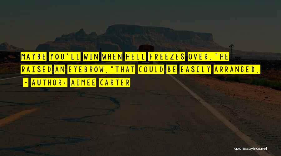 Aimee Carter Quotes: Maybe You'll Win When Hell Freezes Over.he Raised An Eyebrow.that Could Be Easily Arranged.