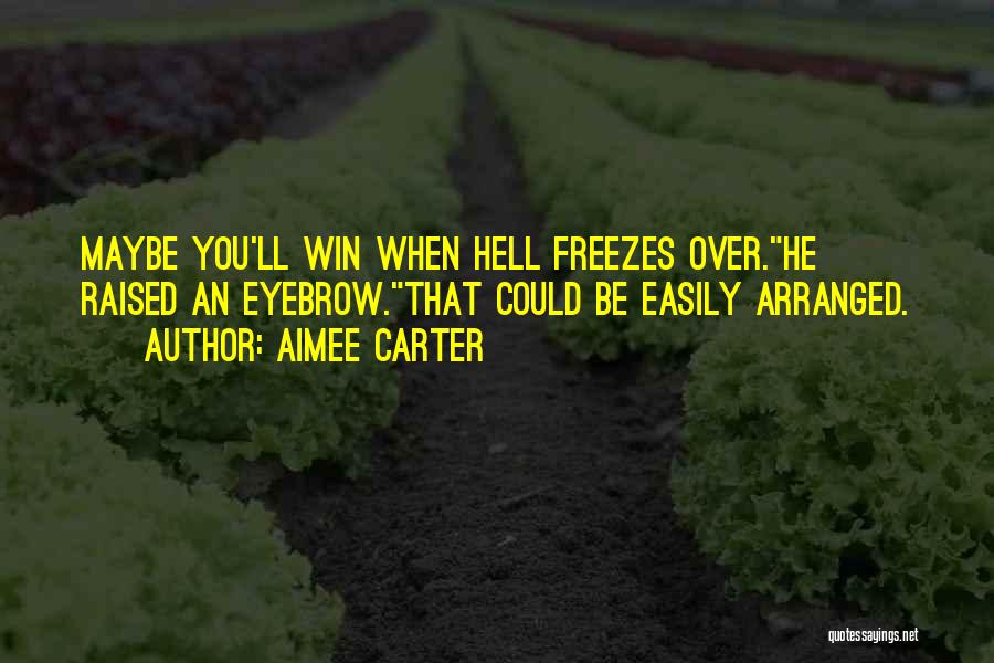 Aimee Carter Quotes: Maybe You'll Win When Hell Freezes Over.he Raised An Eyebrow.that Could Be Easily Arranged.
