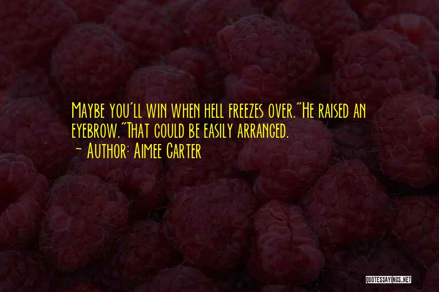 Aimee Carter Quotes: Maybe You'll Win When Hell Freezes Over.he Raised An Eyebrow.that Could Be Easily Arranged.