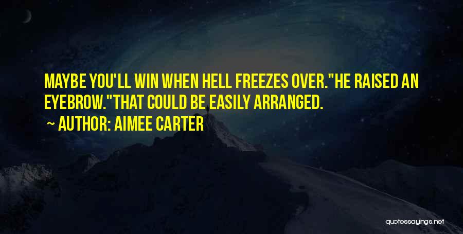 Aimee Carter Quotes: Maybe You'll Win When Hell Freezes Over.he Raised An Eyebrow.that Could Be Easily Arranged.