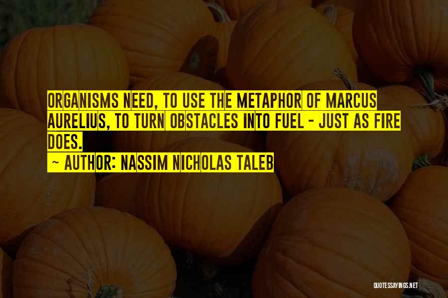 Nassim Nicholas Taleb Quotes: Organisms Need, To Use The Metaphor Of Marcus Aurelius, To Turn Obstacles Into Fuel - Just As Fire Does.