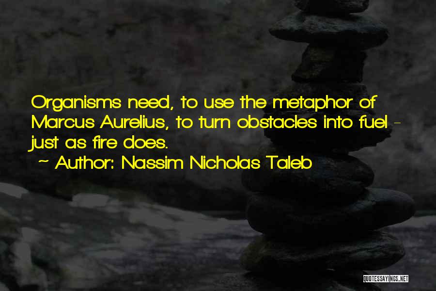 Nassim Nicholas Taleb Quotes: Organisms Need, To Use The Metaphor Of Marcus Aurelius, To Turn Obstacles Into Fuel - Just As Fire Does.