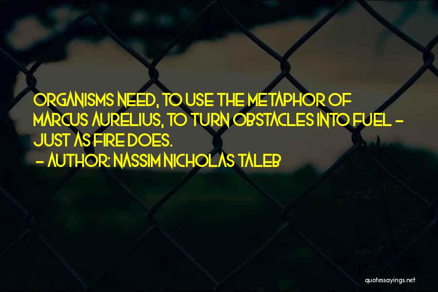 Nassim Nicholas Taleb Quotes: Organisms Need, To Use The Metaphor Of Marcus Aurelius, To Turn Obstacles Into Fuel - Just As Fire Does.