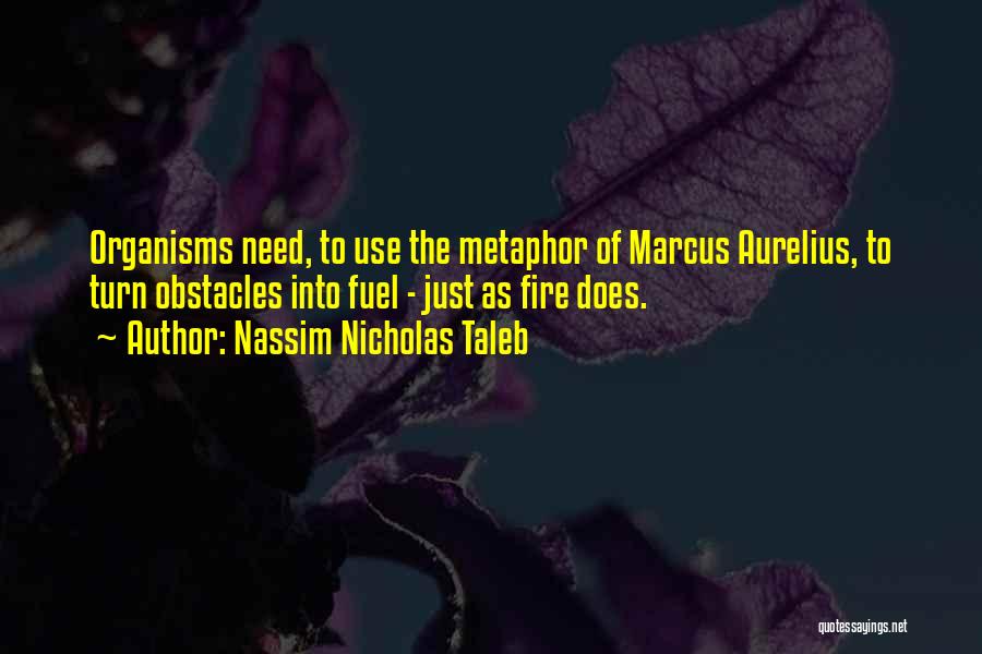 Nassim Nicholas Taleb Quotes: Organisms Need, To Use The Metaphor Of Marcus Aurelius, To Turn Obstacles Into Fuel - Just As Fire Does.