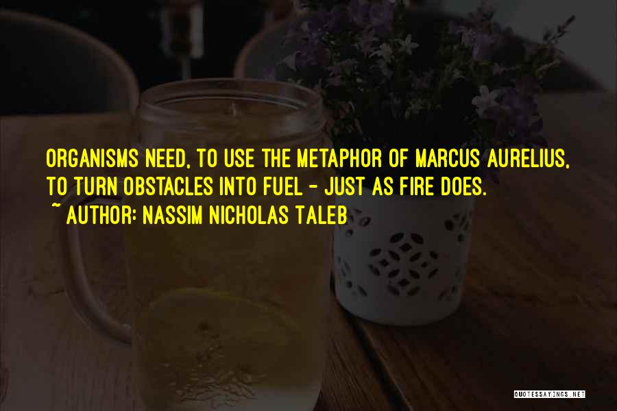 Nassim Nicholas Taleb Quotes: Organisms Need, To Use The Metaphor Of Marcus Aurelius, To Turn Obstacles Into Fuel - Just As Fire Does.