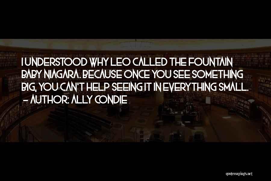 Ally Condie Quotes: I Understood Why Leo Called The Fountain Baby Niagara. Because Once You See Something Big, You Can't Help Seeing It