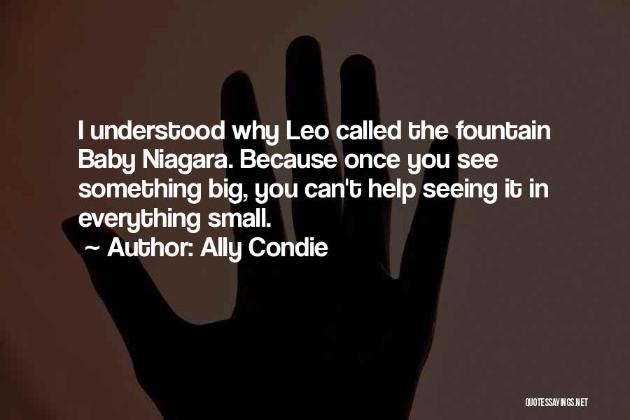 Ally Condie Quotes: I Understood Why Leo Called The Fountain Baby Niagara. Because Once You See Something Big, You Can't Help Seeing It