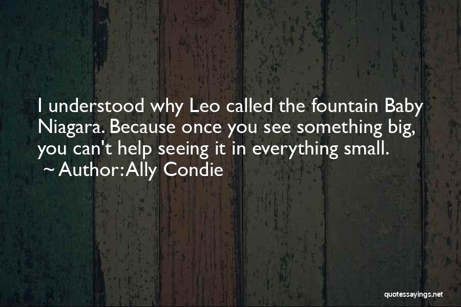 Ally Condie Quotes: I Understood Why Leo Called The Fountain Baby Niagara. Because Once You See Something Big, You Can't Help Seeing It