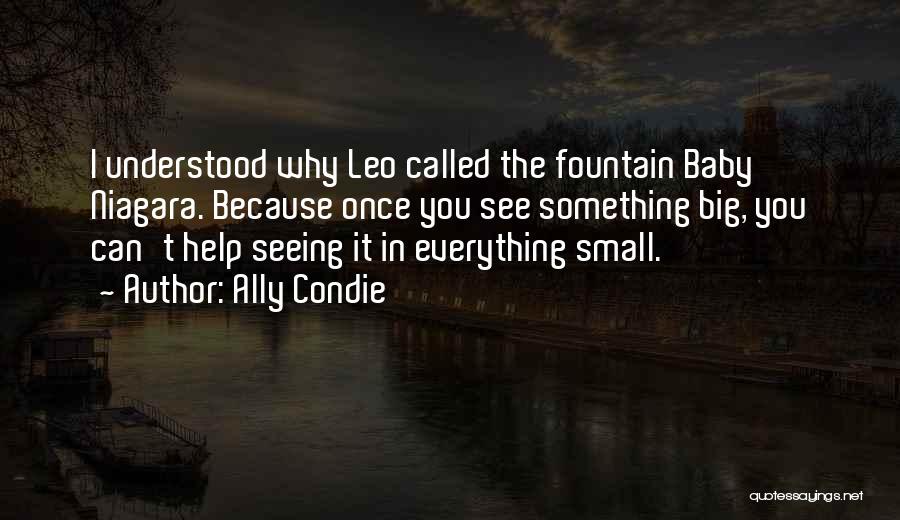 Ally Condie Quotes: I Understood Why Leo Called The Fountain Baby Niagara. Because Once You See Something Big, You Can't Help Seeing It