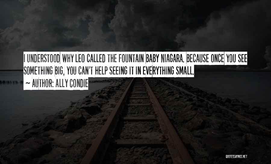 Ally Condie Quotes: I Understood Why Leo Called The Fountain Baby Niagara. Because Once You See Something Big, You Can't Help Seeing It