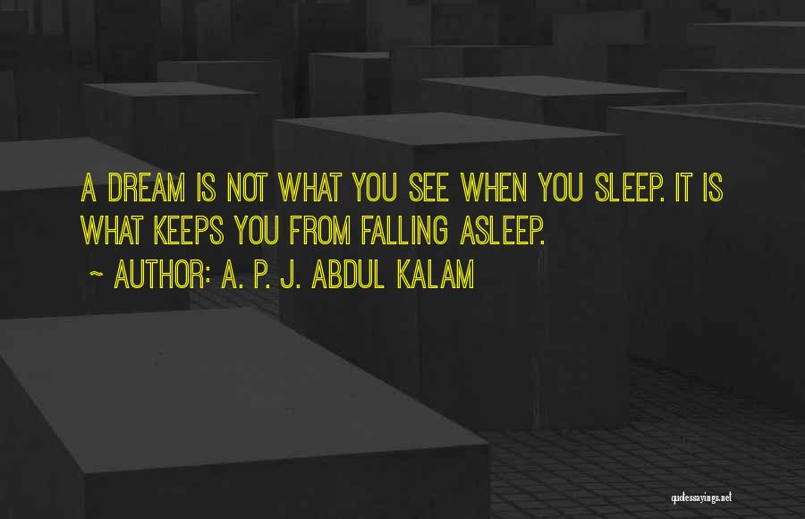 A. P. J. Abdul Kalam Quotes: A Dream Is Not What You See When You Sleep. It Is What Keeps You From Falling Asleep.