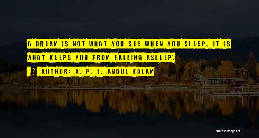A. P. J. Abdul Kalam Quotes: A Dream Is Not What You See When You Sleep. It Is What Keeps You From Falling Asleep.