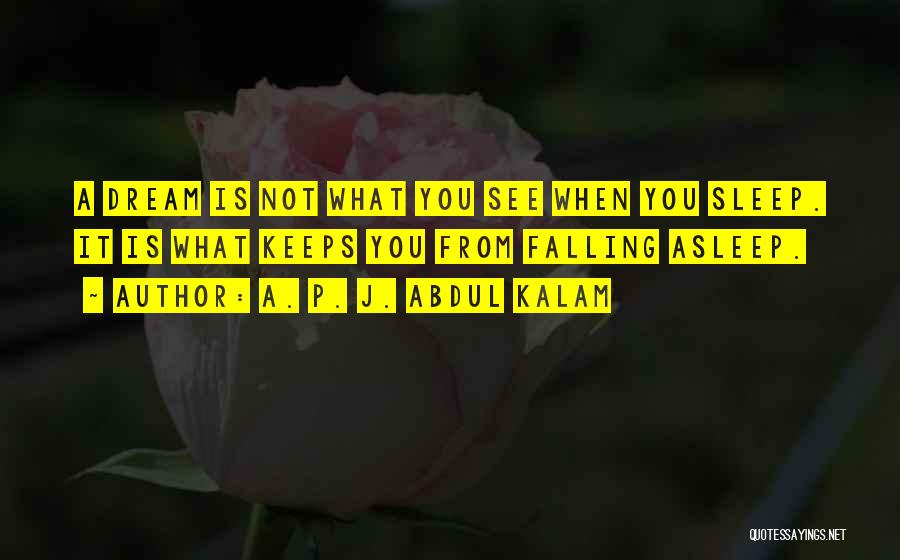 A. P. J. Abdul Kalam Quotes: A Dream Is Not What You See When You Sleep. It Is What Keeps You From Falling Asleep.