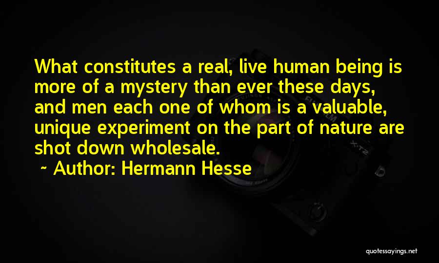 Hermann Hesse Quotes: What Constitutes A Real, Live Human Being Is More Of A Mystery Than Ever These Days, And Men Each One