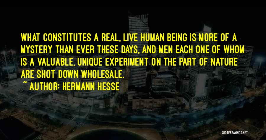Hermann Hesse Quotes: What Constitutes A Real, Live Human Being Is More Of A Mystery Than Ever These Days, And Men Each One