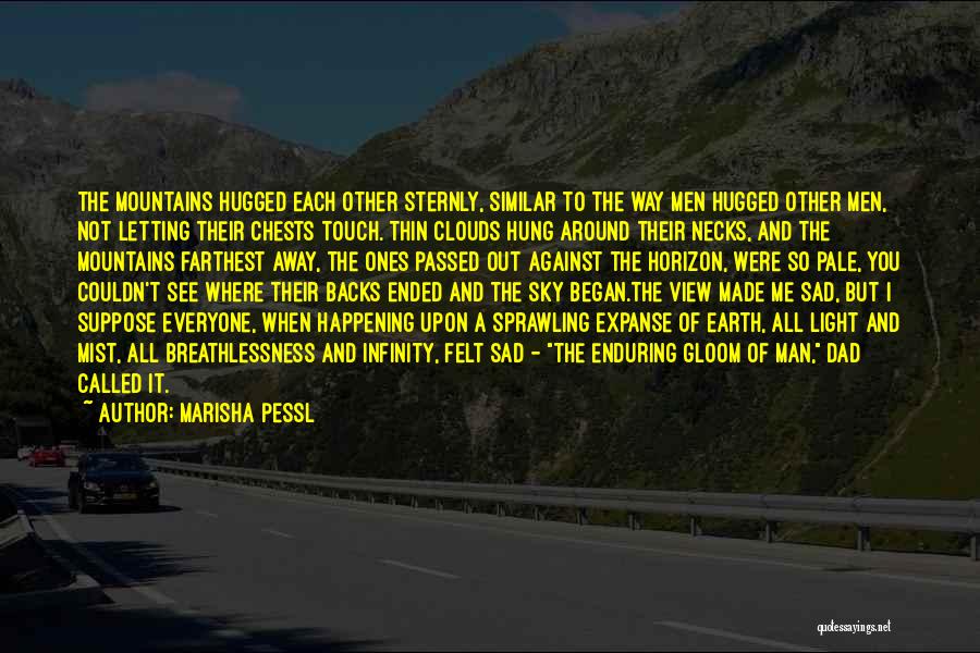 Marisha Pessl Quotes: The Mountains Hugged Each Other Sternly, Similar To The Way Men Hugged Other Men, Not Letting Their Chests Touch. Thin