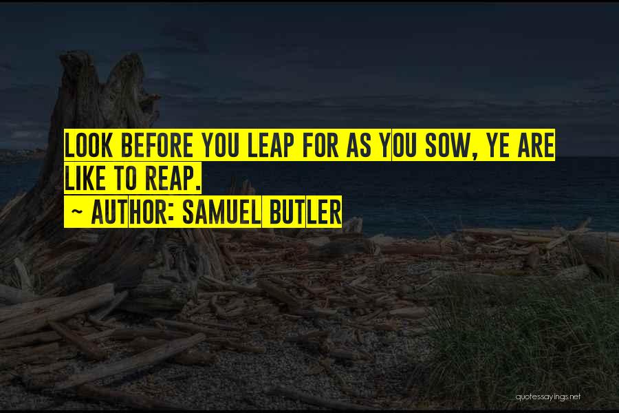 Samuel Butler Quotes: Look Before You Leap For As You Sow, Ye Are Like To Reap.