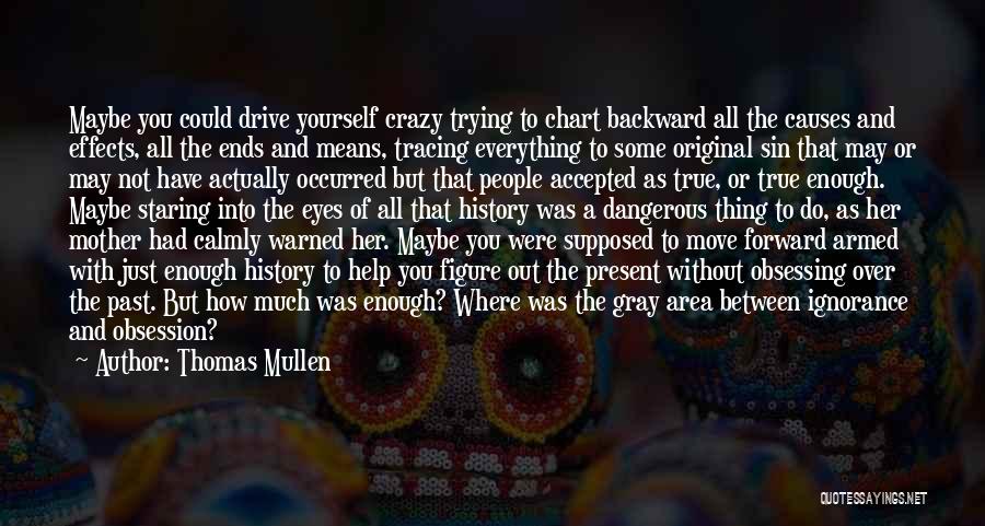 Thomas Mullen Quotes: Maybe You Could Drive Yourself Crazy Trying To Chart Backward All The Causes And Effects, All The Ends And Means,