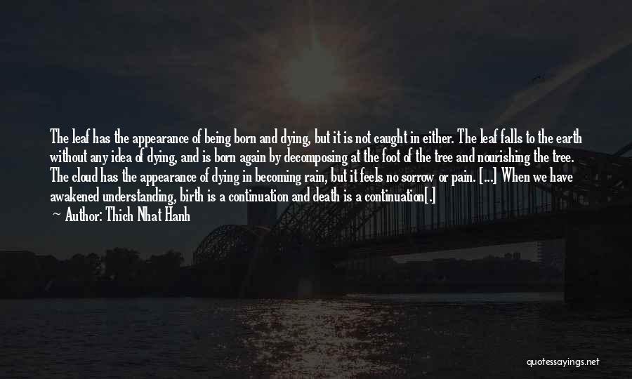 Thich Nhat Hanh Quotes: The Leaf Has The Appearance Of Being Born And Dying, But It Is Not Caught In Either. The Leaf Falls