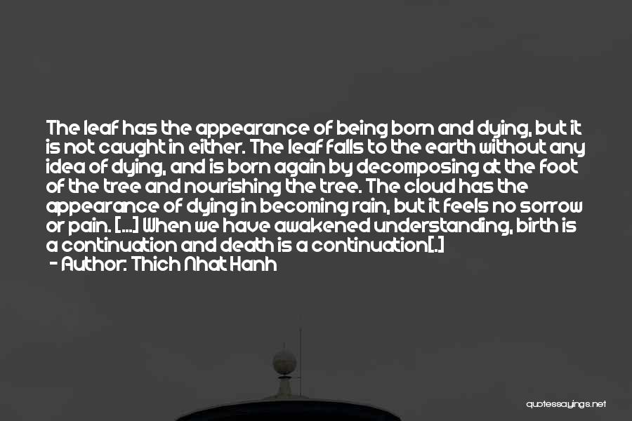 Thich Nhat Hanh Quotes: The Leaf Has The Appearance Of Being Born And Dying, But It Is Not Caught In Either. The Leaf Falls