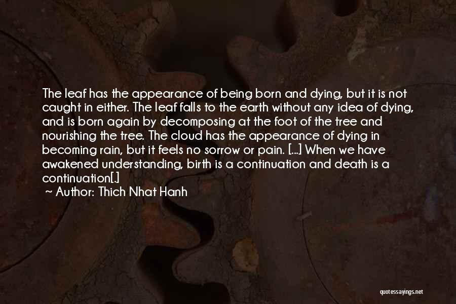 Thich Nhat Hanh Quotes: The Leaf Has The Appearance Of Being Born And Dying, But It Is Not Caught In Either. The Leaf Falls