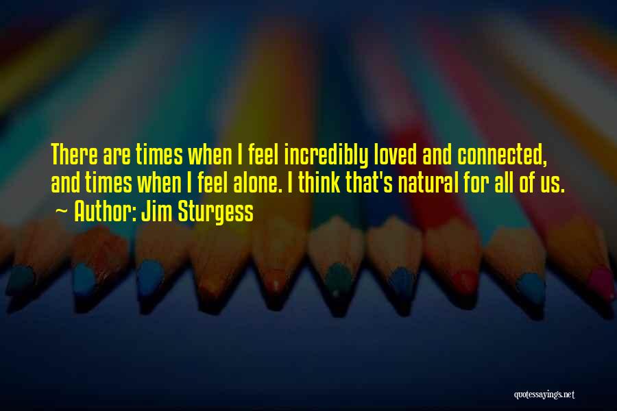 Jim Sturgess Quotes: There Are Times When I Feel Incredibly Loved And Connected, And Times When I Feel Alone. I Think That's Natural