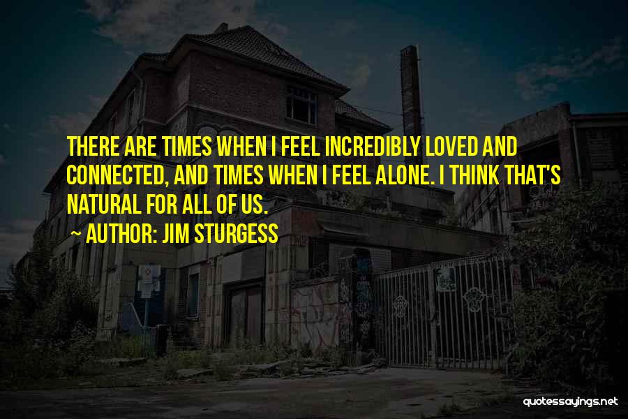 Jim Sturgess Quotes: There Are Times When I Feel Incredibly Loved And Connected, And Times When I Feel Alone. I Think That's Natural