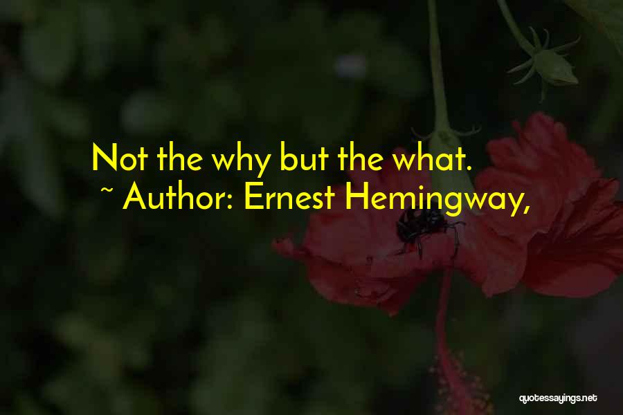Ernest Hemingway, Quotes: Not The Why But The What.