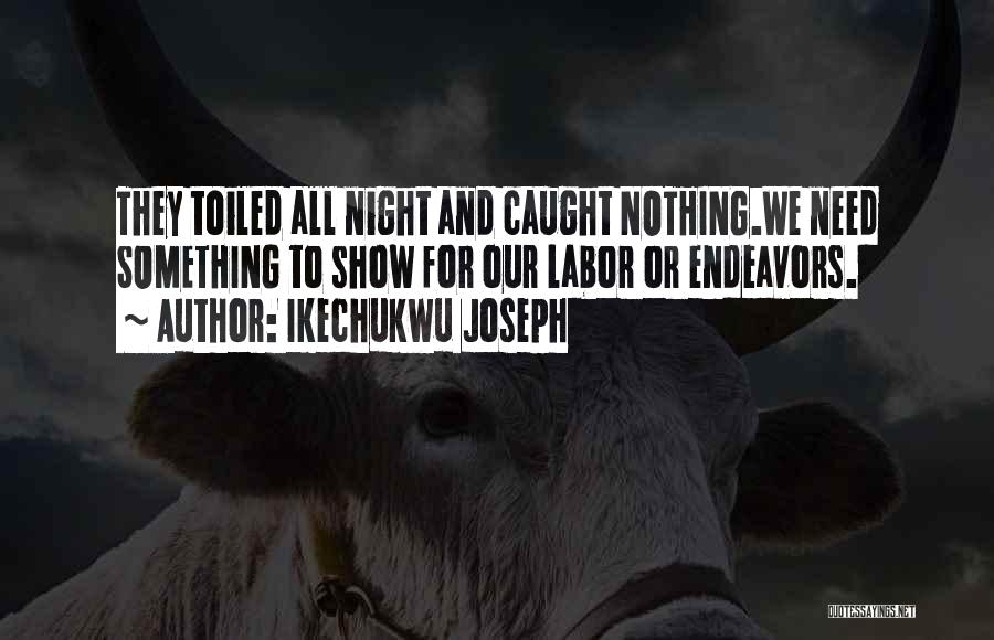 Ikechukwu Joseph Quotes: They Toiled All Night And Caught Nothing.we Need Something To Show For Our Labor Or Endeavors.