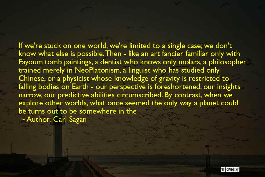 Carl Sagan Quotes: If We're Stuck On One World, We're Limited To A Single Case; We Don't Know What Else Is Possible. Then
