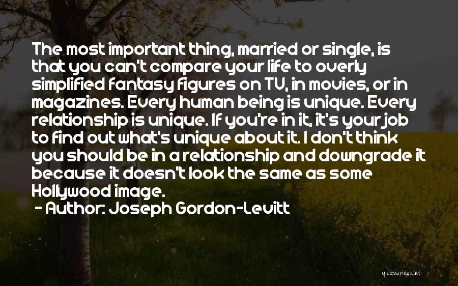 Joseph Gordon-Levitt Quotes: The Most Important Thing, Married Or Single, Is That You Can't Compare Your Life To Overly Simplified Fantasy Figures On