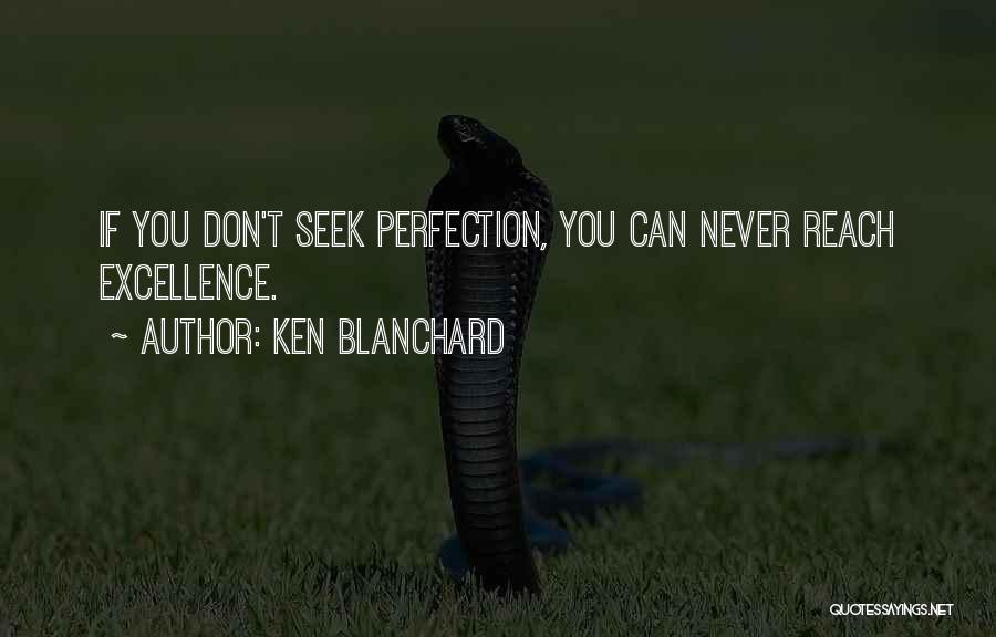 Ken Blanchard Quotes: If You Don't Seek Perfection, You Can Never Reach Excellence.
