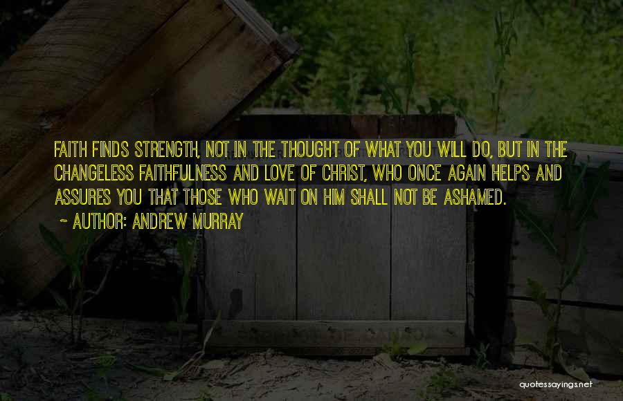 Andrew Murray Quotes: Faith Finds Strength, Not In The Thought Of What You Will Do, But In The Changeless Faithfulness And Love Of