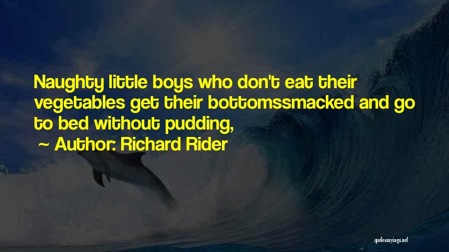 Richard Rider Quotes: Naughty Little Boys Who Don't Eat Their Vegetables Get Their Bottomssmacked And Go To Bed Without Pudding,