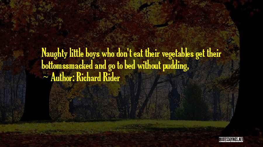 Richard Rider Quotes: Naughty Little Boys Who Don't Eat Their Vegetables Get Their Bottomssmacked And Go To Bed Without Pudding,