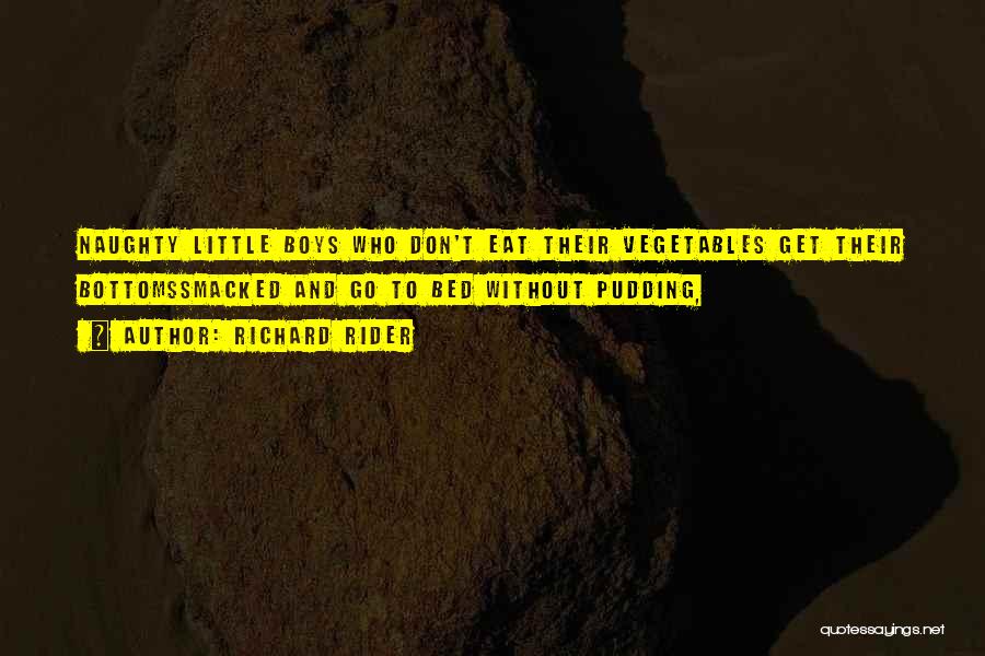 Richard Rider Quotes: Naughty Little Boys Who Don't Eat Their Vegetables Get Their Bottomssmacked And Go To Bed Without Pudding,