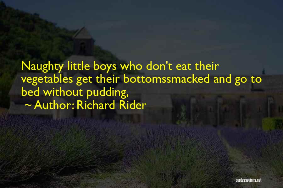 Richard Rider Quotes: Naughty Little Boys Who Don't Eat Their Vegetables Get Their Bottomssmacked And Go To Bed Without Pudding,