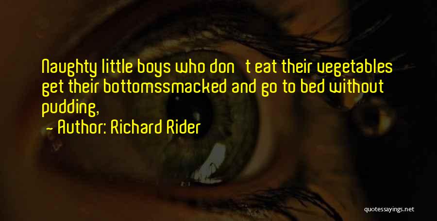 Richard Rider Quotes: Naughty Little Boys Who Don't Eat Their Vegetables Get Their Bottomssmacked And Go To Bed Without Pudding,