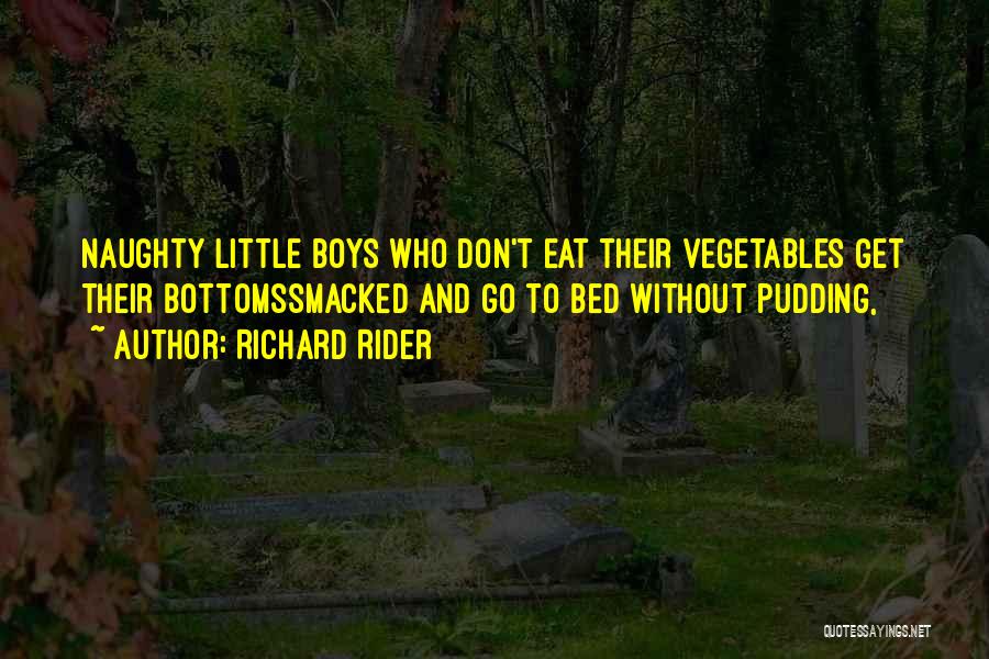 Richard Rider Quotes: Naughty Little Boys Who Don't Eat Their Vegetables Get Their Bottomssmacked And Go To Bed Without Pudding,