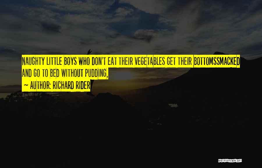 Richard Rider Quotes: Naughty Little Boys Who Don't Eat Their Vegetables Get Their Bottomssmacked And Go To Bed Without Pudding,