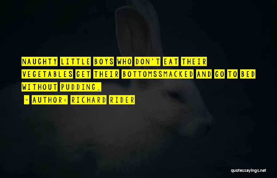 Richard Rider Quotes: Naughty Little Boys Who Don't Eat Their Vegetables Get Their Bottomssmacked And Go To Bed Without Pudding,