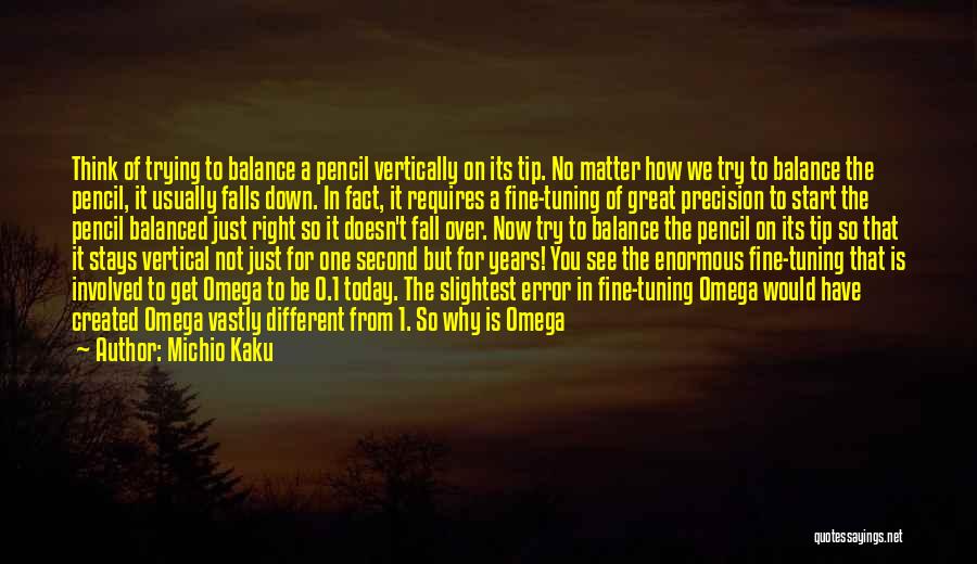 Michio Kaku Quotes: Think Of Trying To Balance A Pencil Vertically On Its Tip. No Matter How We Try To Balance The Pencil,