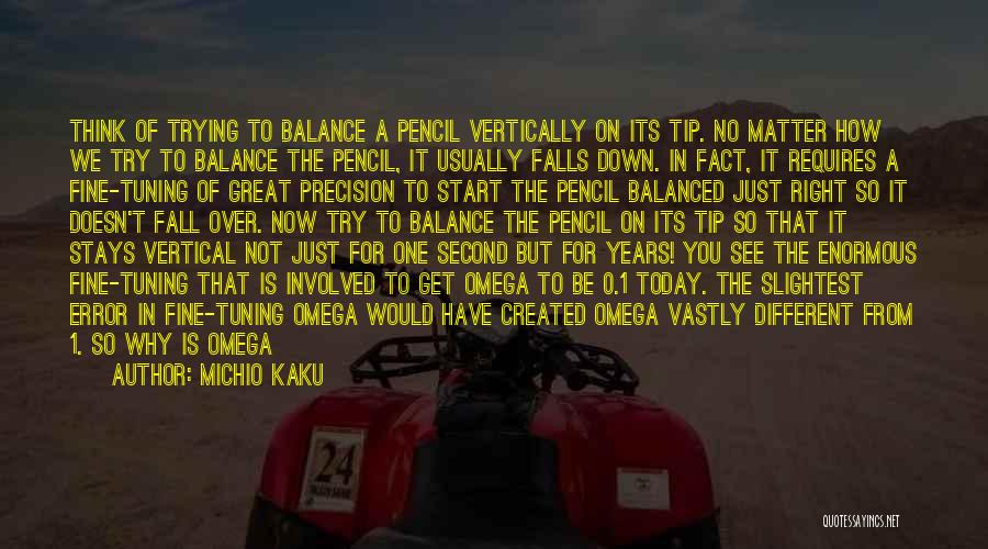 Michio Kaku Quotes: Think Of Trying To Balance A Pencil Vertically On Its Tip. No Matter How We Try To Balance The Pencil,