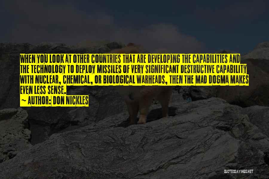 Don Nickles Quotes: When You Look At Other Countries That Are Developing The Capabilities And The Technology To Deploy Missiles Of Very Significant