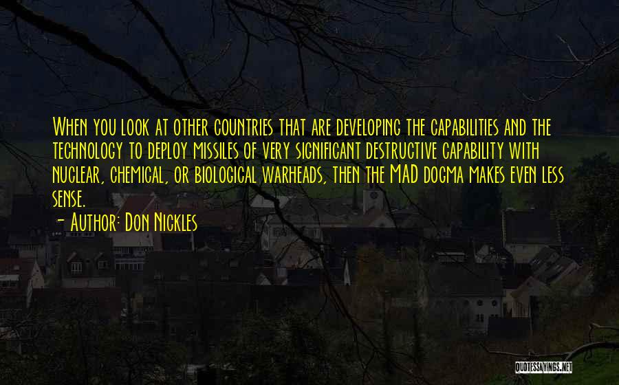 Don Nickles Quotes: When You Look At Other Countries That Are Developing The Capabilities And The Technology To Deploy Missiles Of Very Significant