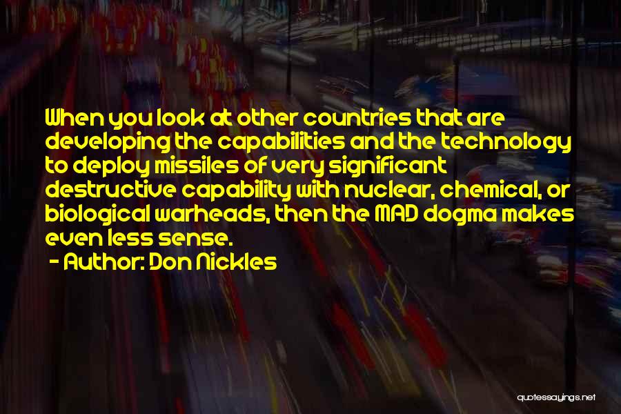 Don Nickles Quotes: When You Look At Other Countries That Are Developing The Capabilities And The Technology To Deploy Missiles Of Very Significant