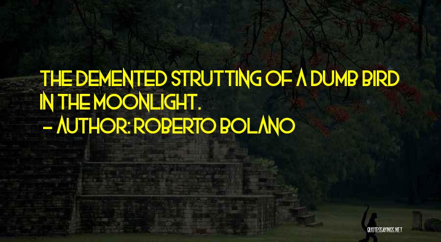 Roberto Bolano Quotes: The Demented Strutting Of A Dumb Bird In The Moonlight.