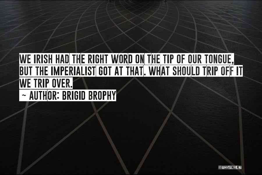 Brigid Brophy Quotes: We Irish Had The Right Word On The Tip Of Our Tongue, But The Imperialist Got At That. What Should